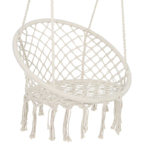English Elm Hammock Chair Hand Knotted Macrame Cotton Rope Boho Swing for Patio or Bedroom W41917522