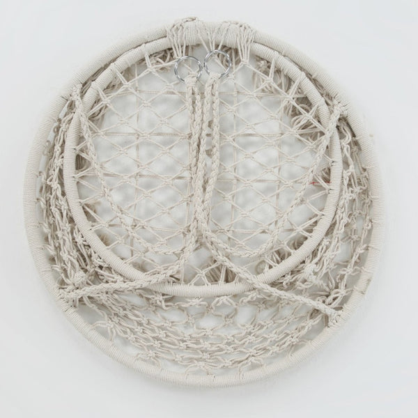 English Elm Hammock Chair Hand Knotted Macrame Cotton Rope Boho Swing for Patio or Bedroom W41917522