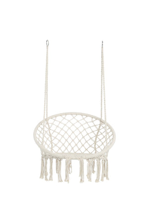 English Elm Hammock Chair Hand Knotted Macrame Cotton Rope Boho Swing for Patio or Bedroom W41917522