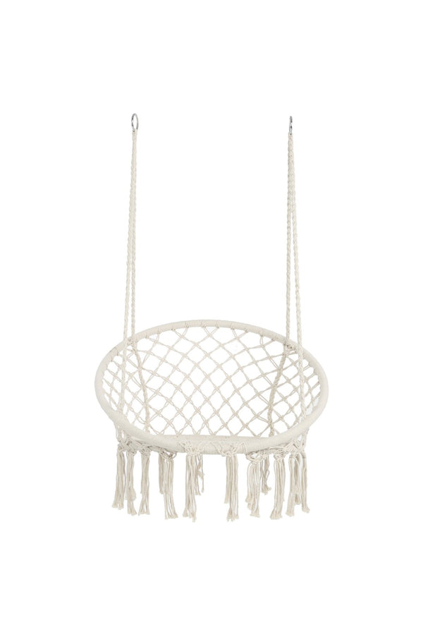English Elm Hammock Chair Hand Knotted Macrame Cotton Rope Boho Swing for Patio or Bedroom W41917522