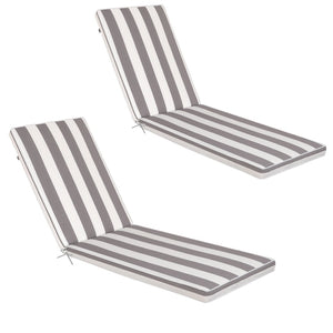 English Elm 2pcs Outdoor Chaise Lounge Cushions Uv Resistant Woven Polyester Resort Patio Seating Set Antique Grey White W419P194534