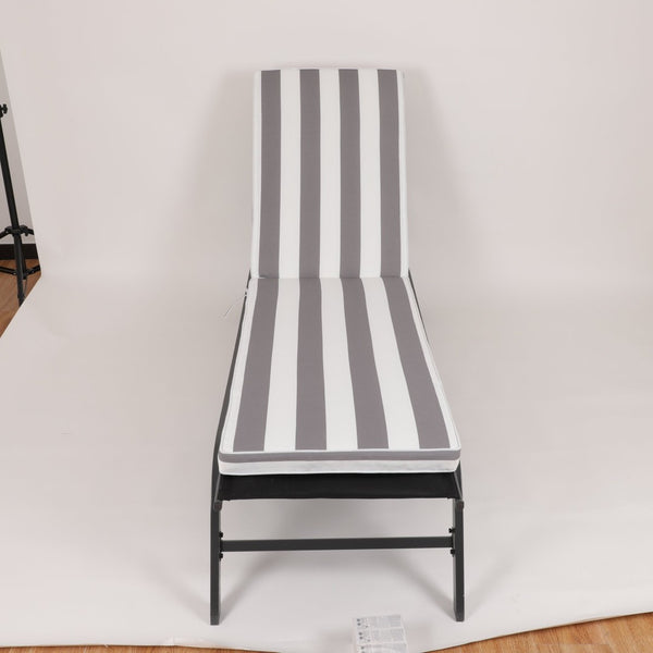 English Elm 2pcs Outdoor Chaise Lounge Cushions Uv Resistant Woven Polyester Resort Patio Seating Set Antique Grey White W419P194534