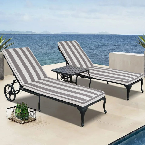 English Elm 2pcs Outdoor Chaise Lounge Cushions Uv Resistant Woven Polyester Resort Patio Seating Set Antique Grey White W419P194534