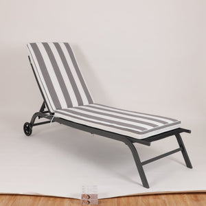 English Elm 2pcs Outdoor Chaise Lounge Cushions Uv Resistant Woven Polyester Resort Patio Seating Set Antique Grey White W419P194534