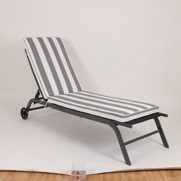 English Elm 2pcs Outdoor Chaise Lounge Cushions Uv Resistant Woven Polyester Resort Patio Seating Set Antique Grey White W419P194534