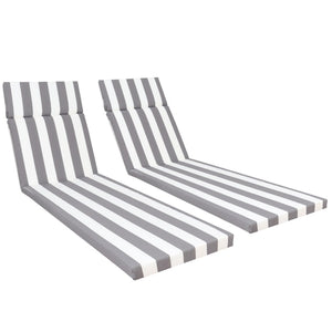 English Elm 2 Pack Resort Stripe Chaise Lounge Cushions Water Resistant Polyester Patio Pool Deck Grey Striped W419P270699