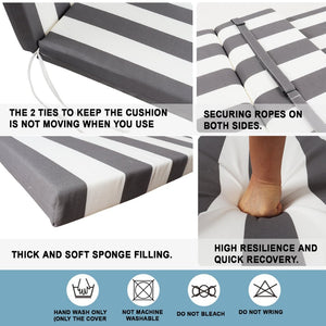 English Elm 2 Pack Resort Stripe Chaise Lounge Cushions Water Resistant Polyester Patio Pool Deck Grey Striped W419P270699