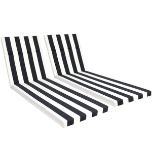 English Elm 2 Pack Resort Stripe Chaise Lounge Cushions Water Resistant Polyester Patio Pool Deck Black White Stripe W419P270700