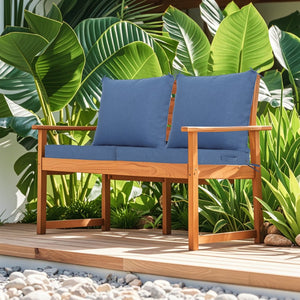 English Elm 24x24 Outdoor Deep Seat Cushion Set Waterproof Patio Chair Sofa Comfort 2 Piece Navy Blue W419P290472