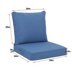 English Elm 24x24 Outdoor Deep Seat Cushion Set Waterproof Patio Chair Sofa Comfort 2 Piece Navy Blue W419P290472