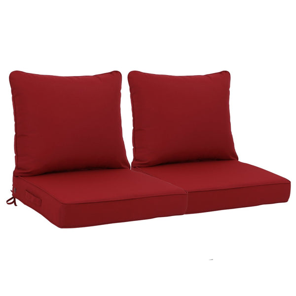 English Elm 24x24 Outdoor Deep Seat Cushion Set Waterproof Patio Chair Sofa Comfort 2 Piece Red W419P290473