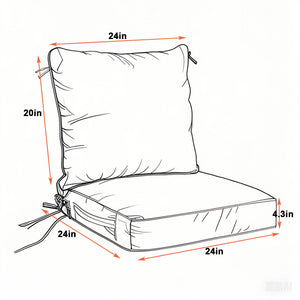 English Elm 24x24 Outdoor Deep Seat Cushion Set Waterproof Patio Chair Sofa Comfort 2 Piece Red W419P290473