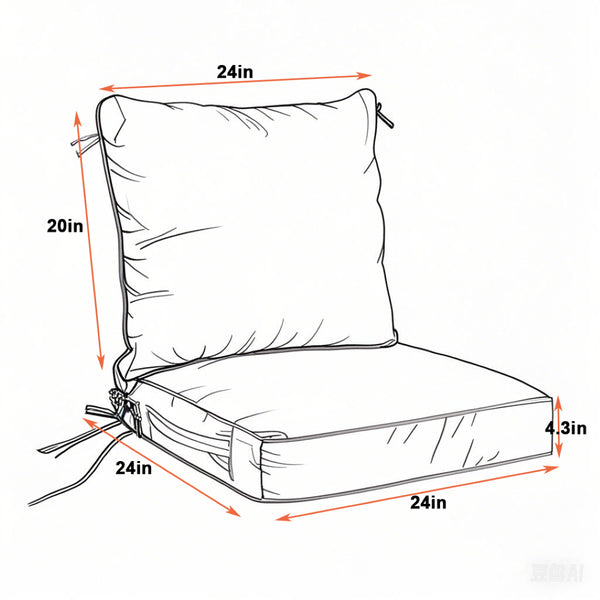 English Elm 24x24 Outdoor Deep Seat Cushion Set Waterproof Patio Chair Sofa Comfort 2 Piece Red W419P290473
