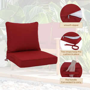 English Elm 24x24 Outdoor Deep Seat Cushion Set Waterproof Patio Chair Sofa Comfort 2 Piece Red W419P290473