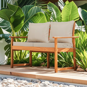 English Elm 24x24 Outdoor Deep Seat Cushion Set Waterproof Patio Chair Sofa Comfort 2 Piece Beige W419P290474