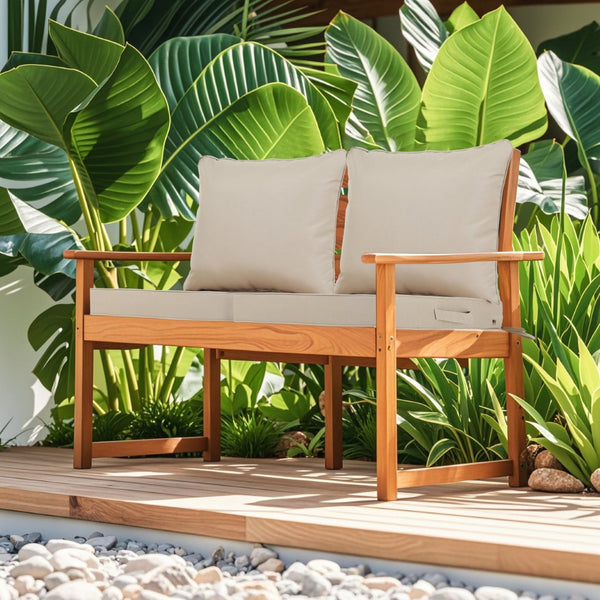 English Elm 24x24 Outdoor Deep Seat Cushion Set Waterproof Patio Chair Sofa Comfort 2 Piece Beige W419P290474