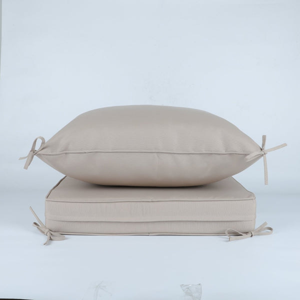 English Elm 24x24 Outdoor Deep Seat Cushion Set Waterproof Patio Chair Sofa Comfort 2 Piece Beige W419P290474