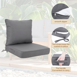 English Elm 24x24 Outdoor Deep Seat Cushion Set Waterproof Foam Filled Patio Chair Support Gray W419P290479