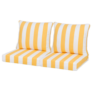 English Elm 24x24 Outdoor Deep Seat Cushion Set Waterproof Foam Filled Patio Chair Support Yellow/White W419P290488