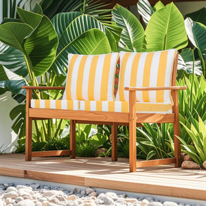 English Elm 24x24 Outdoor Deep Seat Cushion Set Waterproof Foam Filled Patio Chair Support Yellow/White W419P290488