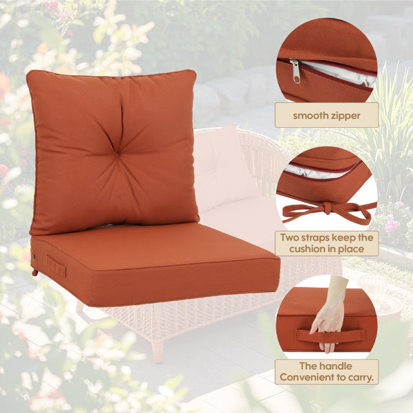 English Elm Outdoor Deep Seat Patio Chair Cushions Waterproof Quilted Foam Set with Washable Covers Red W419P290489