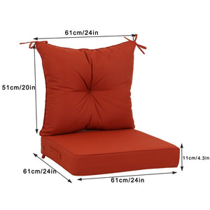 English Elm Outdoor Deep Seat Patio Chair Cushions Waterproof Quilted Foam Set with Washable Covers Red W419P290489