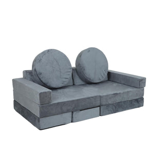 English Elm 14pcs Modular Foam Play Couch Set Buildable Sectional for Toddlers Playroom Fun Gray W419P439458