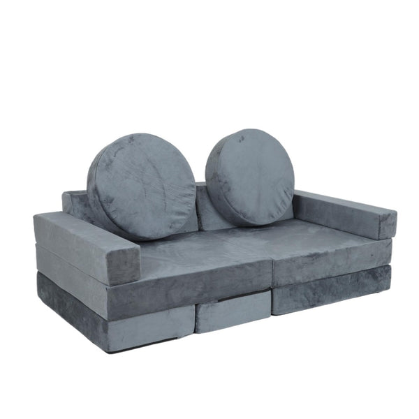 English Elm 14pcs Modular Foam Play Couch Set Buildable Sectional for Toddlers Playroom Fun Gray W419P439458