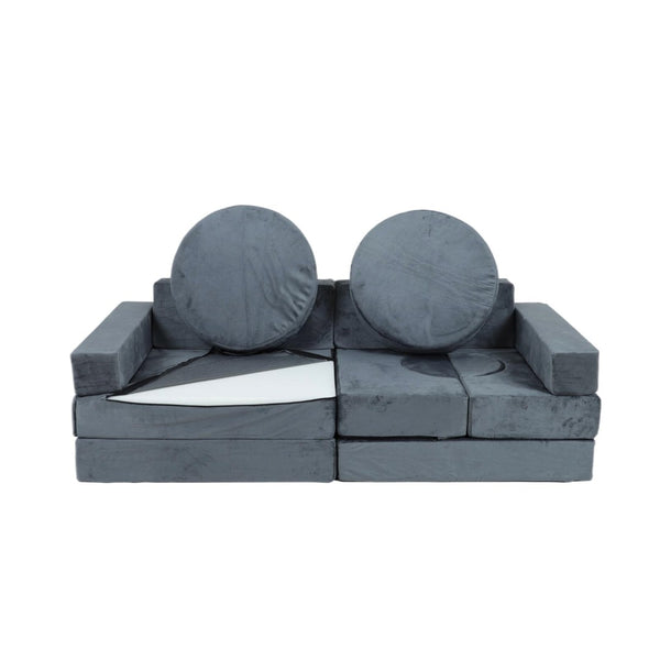 English Elm 14pcs Modular Foam Play Couch Set Buildable Sectional for Toddlers Playroom Fun Gray W419P439458