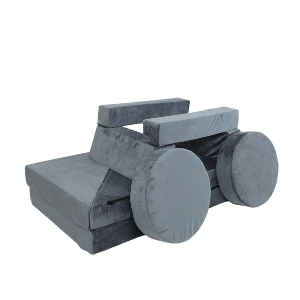 English Elm 14pcs Modular Foam Play Couch Set Buildable Sectional for Toddlers Playroom Fun Gray W419P439458