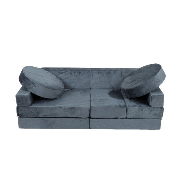 English Elm 14pcs Modular Foam Play Couch Set Buildable Sectional for Toddlers Playroom Fun Gray W419P439458