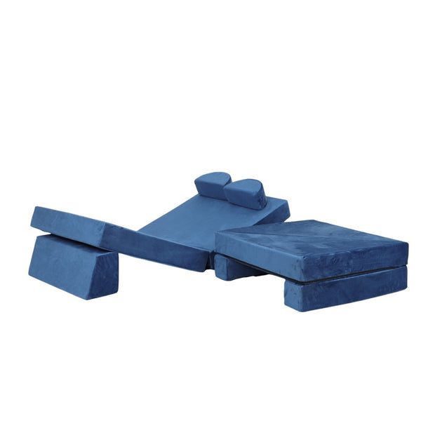 English Elm 14pcs Modular Foam Play Couch Set Buildable Sectional for Toddlers Playroom Fun Blue W419P439460
