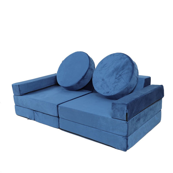 English Elm 14pcs Modular Foam Play Couch Set Buildable Sectional for Toddlers Playroom Fun Blue W419P439460