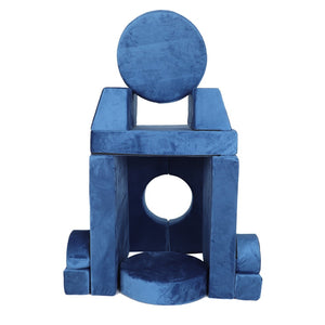 English Elm 14pcs Modular Foam Play Couch Set Buildable Sectional for Toddlers Playroom Fun Blue W419P439460