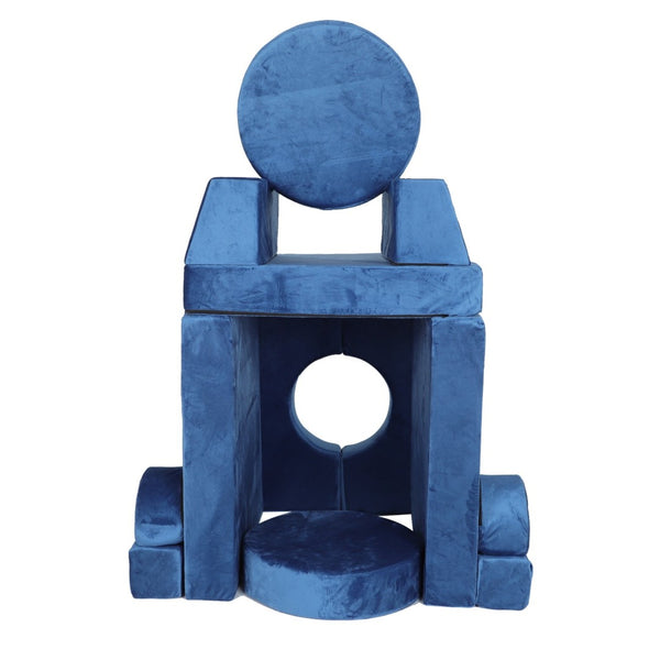 English Elm 14pcs Modular Foam Play Couch Set Buildable Sectional for Toddlers Playroom Fun Blue W419P439460