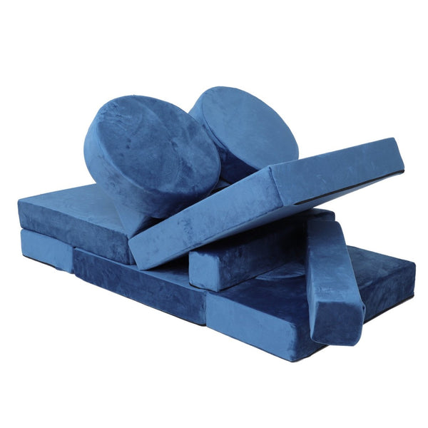 English Elm 14pcs Modular Foam Play Couch Set Buildable Sectional for Toddlers Playroom Fun Blue W419P439460