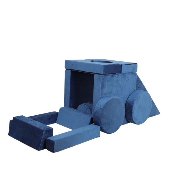 English Elm 14pcs Modular Foam Play Couch Set Buildable Sectional for Toddlers Playroom Fun Blue W419P439460