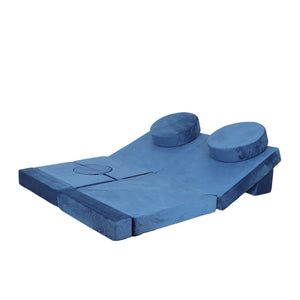 English Elm 14pcs Modular Foam Play Couch Set Buildable Sectional for Toddlers Playroom Fun Blue W419P439460