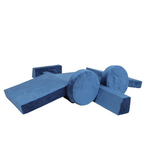English Elm 14pcs Modular Foam Play Couch Set Buildable Sectional for Toddlers Playroom Fun Blue W419P439460