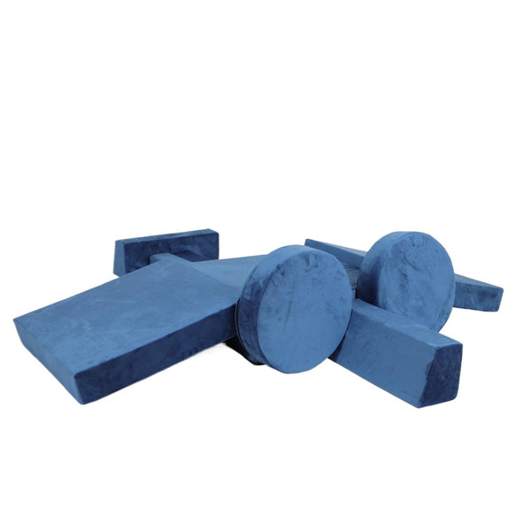 English Elm 14pcs Modular Foam Play Couch Set Buildable Sectional for Toddlers Playroom Fun Blue W419P439460