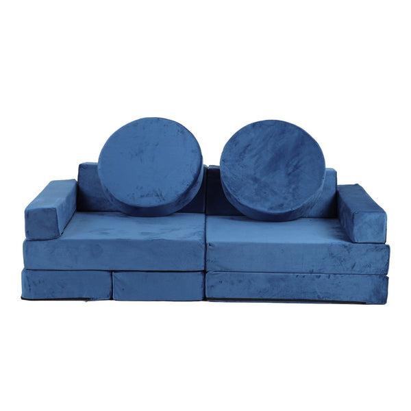 English Elm 14pcs Modular Foam Play Couch Set Buildable Sectional for Toddlers Playroom Fun Blue W419P439460