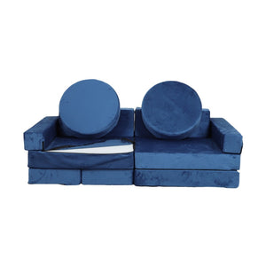 English Elm 14pcs Modular Foam Play Couch Set Buildable Sectional for Toddlers Playroom Fun Blue W419P439460
