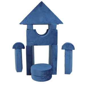English Elm 14pcs Modular Foam Play Couch Set Buildable Sectional for Toddlers Playroom Fun Blue W419P439460