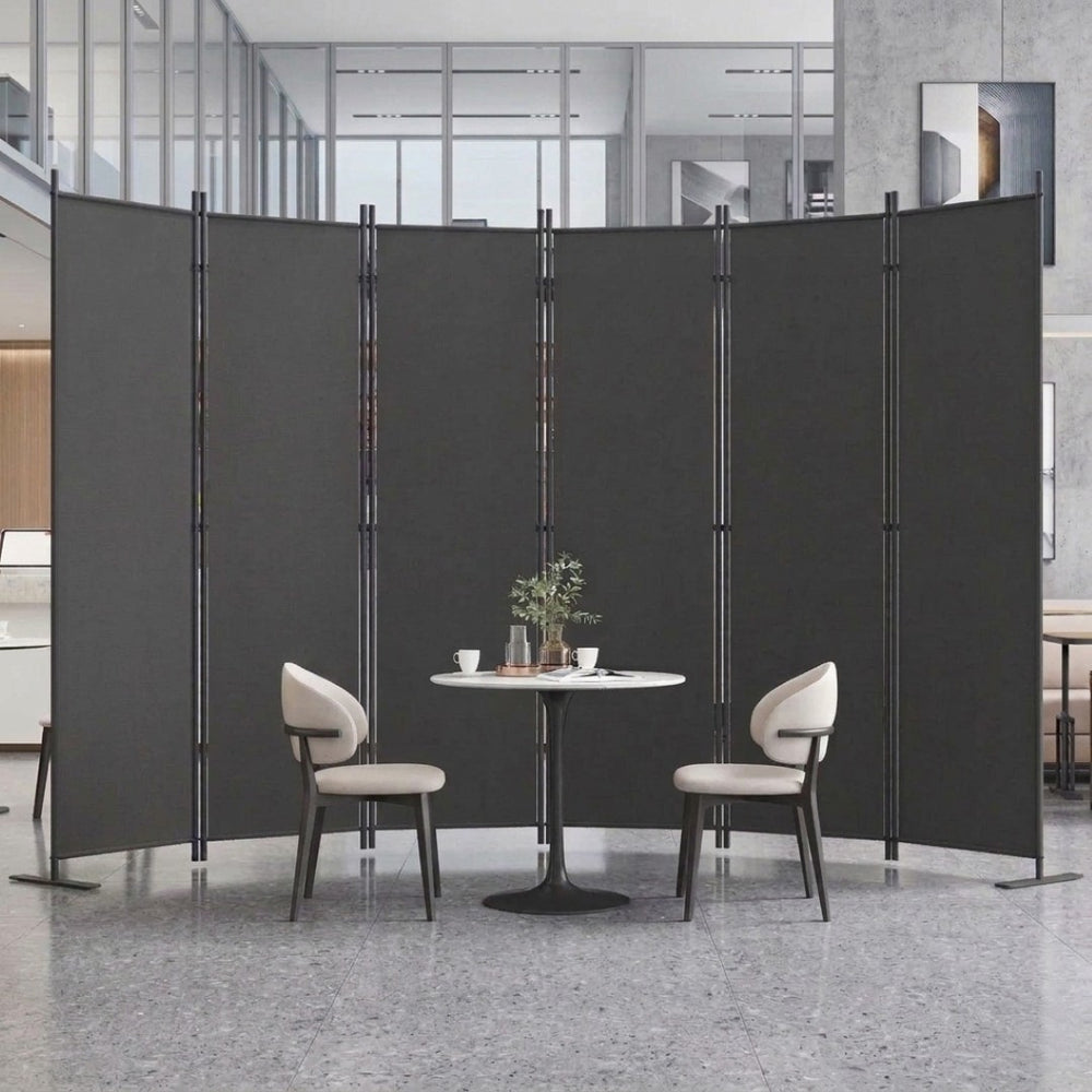 English Elm Room Divider Six Panel Freestanding Polyester Privacy Screen for Modern Interiors W419P442185