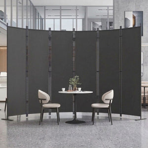 English Elm Room Divider Six Panel Freestanding Polyester Privacy Screen for Modern Interiors W419P442185