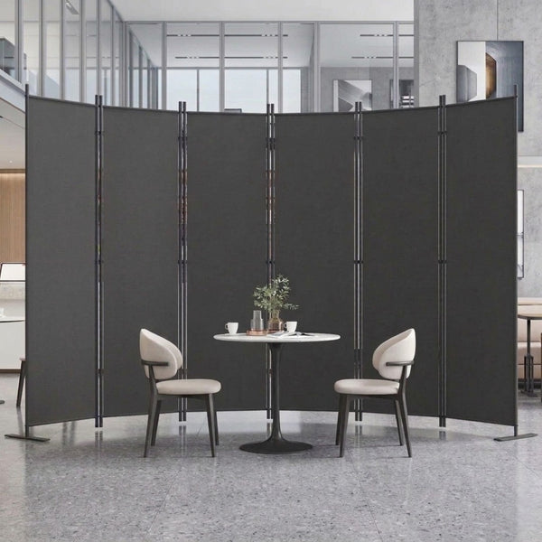 English Elm Room Divider Six Panel Freestanding Polyester Privacy Screen for Modern Interiors W419P442185