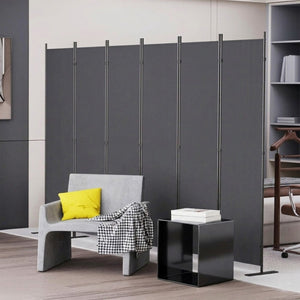 English Elm Room Divider Six Panel Freestanding Polyester Privacy Screen for Modern Interiors W419P442185