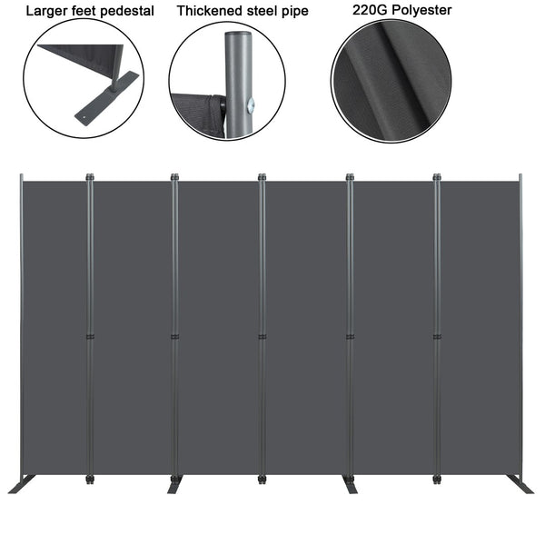 English Elm Room Divider Six Panel Freestanding Polyester Privacy Screen for Modern Interiors W419P442185