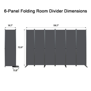 English Elm Room Divider Six Panel Freestanding Polyester Privacy Screen for Modern Interiors W419P442185