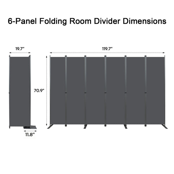English Elm Room Divider Six Panel Freestanding Polyester Privacy Screen for Modern Interiors W419P442185